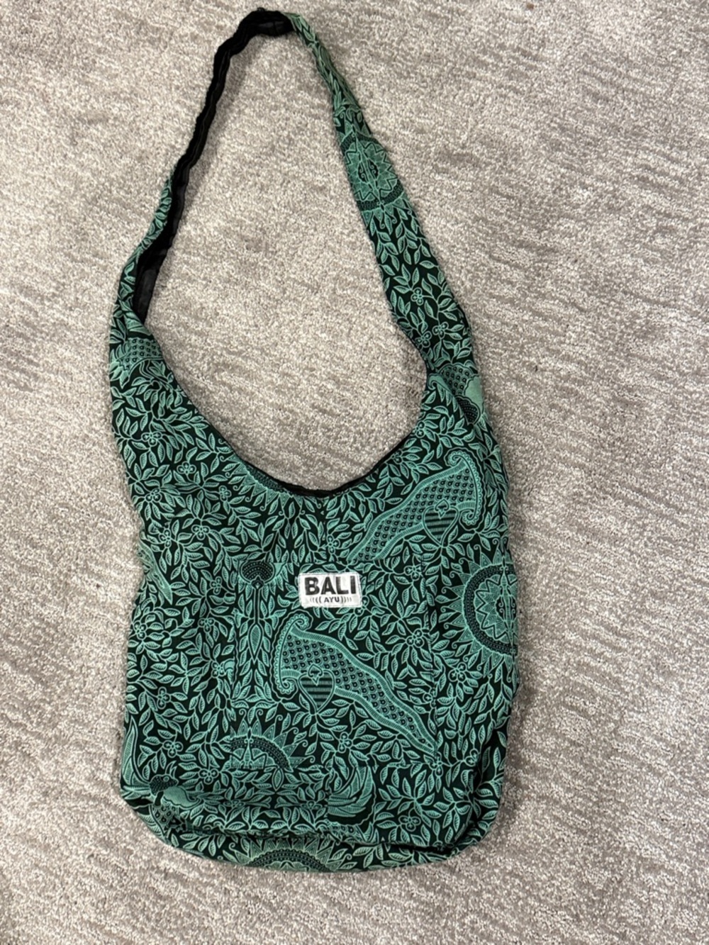 Bali Women Teal and Black Patterned Cross Body Shoulder Bag
